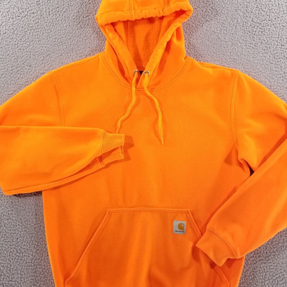 Carhartt Hoodie Mens Small Brite Orange Safety Marquette Loose Fit Midweight